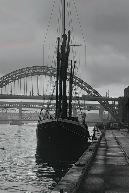 Sailing boat on the quay at Newcastle upon Tyne