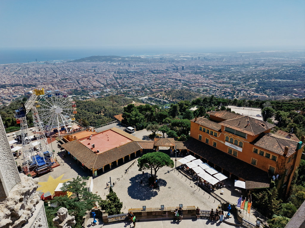 Barcelona cityscape from The Church of the Sacred Heart on Mount Tibidabo