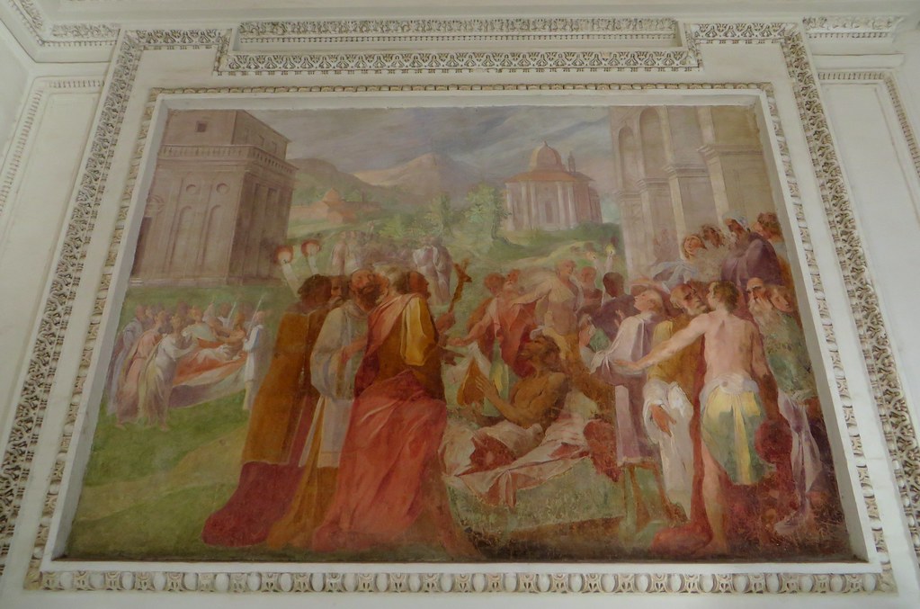 Fresque du pronaos, chartreuse San Martino, Vomero, Naples, Campanie, Italie.