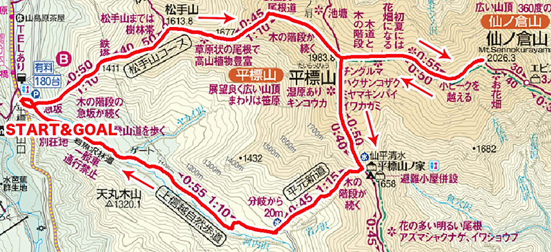 平標山・仙ノ倉山の地図