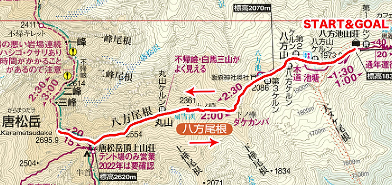唐松岳の地図