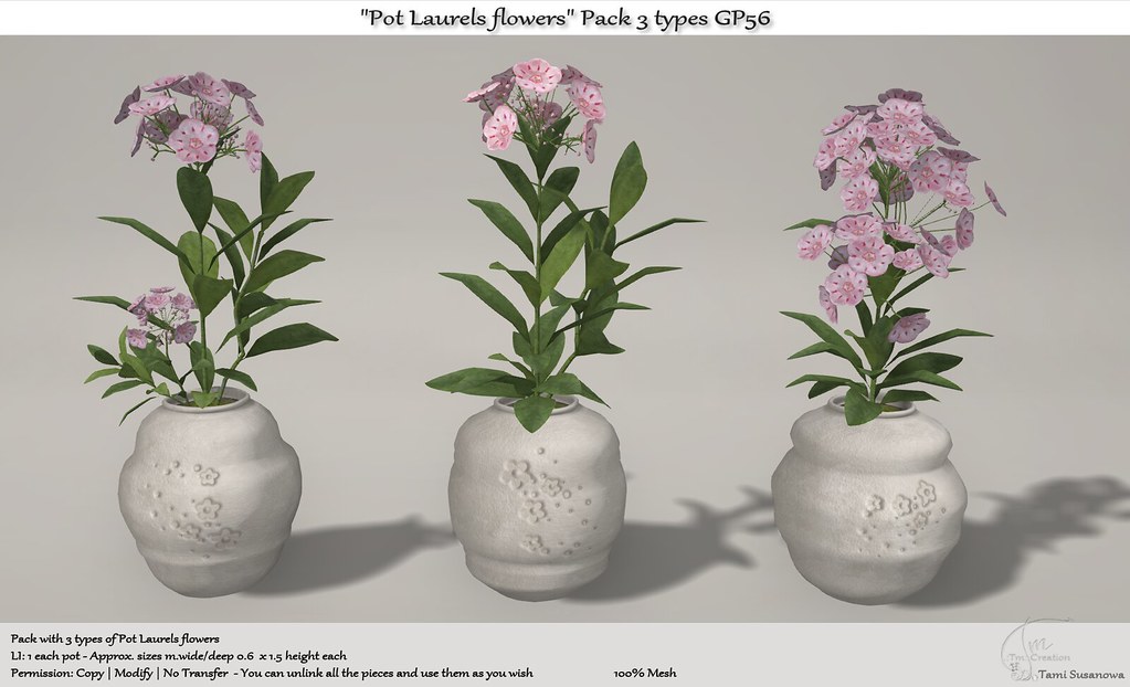 .:Tm:.Creation "Pot Laurels flowers" Pack 3 types GP56