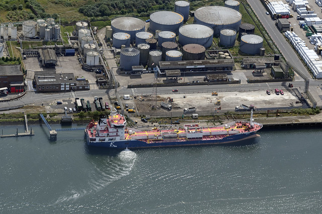 Ipswich aerial image - K Ships tanker: NIKE in the Port of Ipswich on the River Orwell