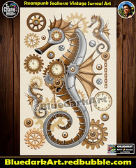 Steampunk Seahorse Vintage Surreal Art - Design :copyright: BluedarkArt TheChameleonArt