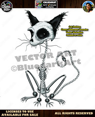 Cat Skeleton Creepy Halloween Character Vector illustration isolated on white :copyright: BluedarkArt TheChameleonArt
