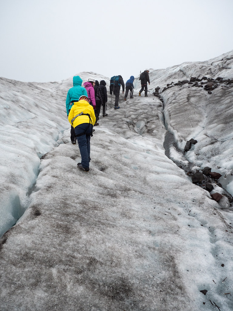 Hiking up the glacier