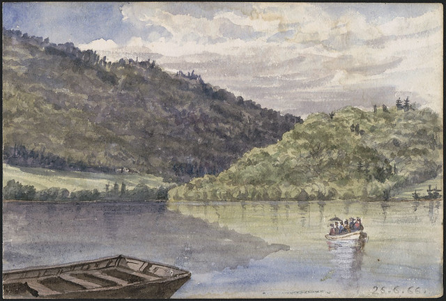 Rowboat on a river / En bateau à rames sur une rivière