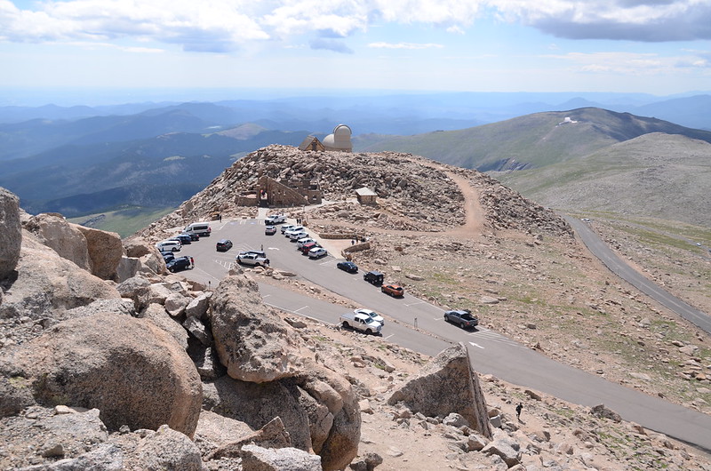 Overlooking down to Summit Parking Lot from Evans' summit