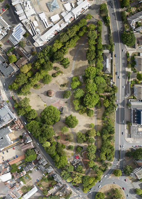 Chapelfield Gardens - Norwich aerial image (hi def collage stitched from 34 aerial images)