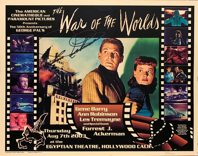 “The War of the Worlds” (Paramount Pictures, 1953).  50th Anniversary Lobby Card signed by Ann Robinson (2003).