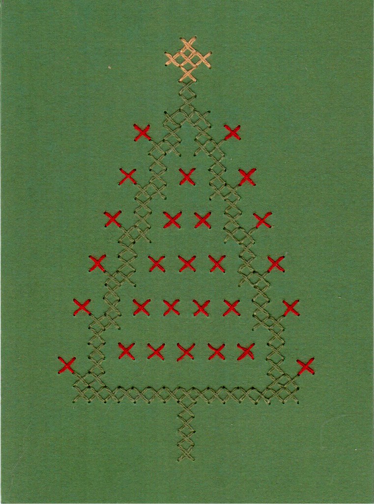 Cross Stitch Christmas Tree Card
