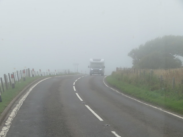 UK - Scotland - Highlands - Near Clyth - North Coast 500 road in the fog