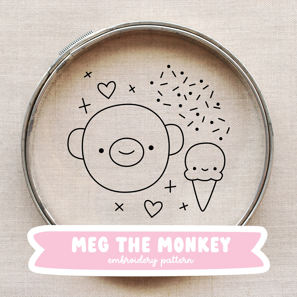 Meg the Monkey Embroidery Pattern