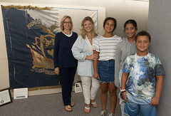 State Rep. Terrie Wood joined Marcy Minnick and her children
Teagan, Tenley and Tymon Minnick in the state Capitol to view the 29th (Colored) Regiment Connecticut Volunteer Infantry flag. 

The children are descendants of a member of the Regiment.