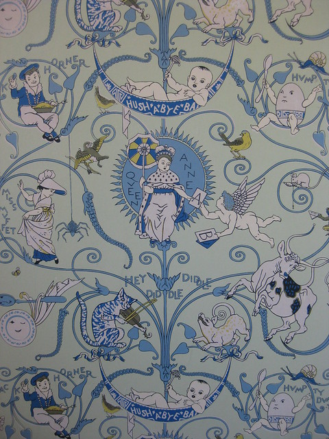Detail of the Original Walter Crane Nursery Rhyme Wallpaper of the Nursery of Billilla Mansion - Halifax Street, Brighton, Melbourne