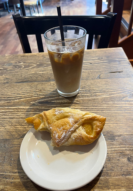 Iced coffee and an Apricot Pastry !