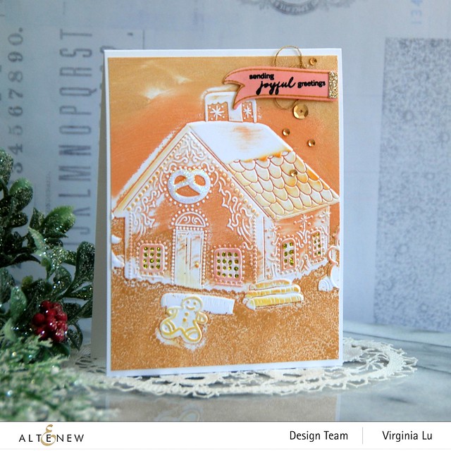 Altenew-Gingerbread House 3D Embossing Folder-Mistletoe Wreath Stamp Set -001