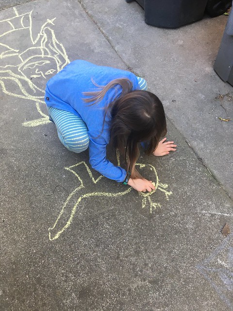 Zoe and chalk with sidewalk