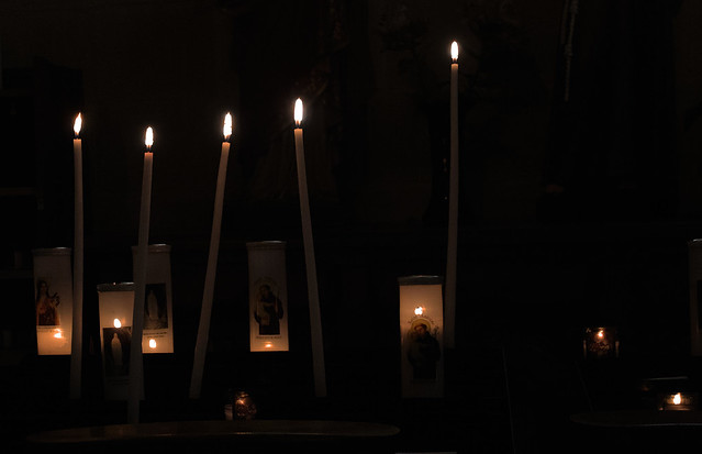 Candles in the church of Beaumont-le-Roger