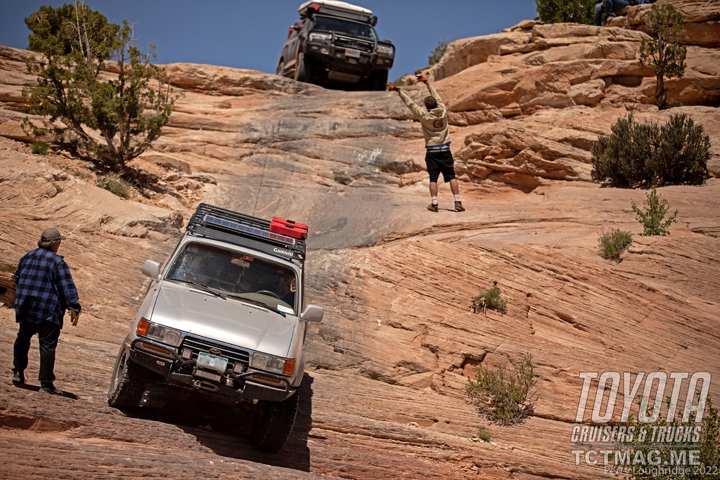 Land Cruisers on rocks at Cruise Moab 2022