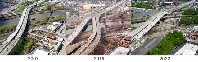 The evolution of I-5 across the Puyallup River Bridge