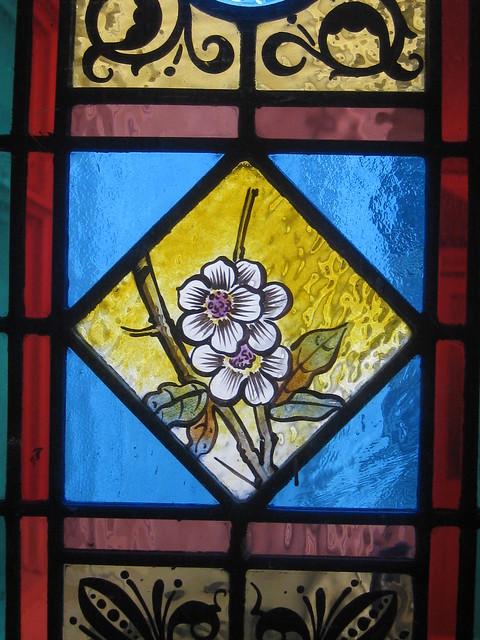 Stained Glass Window Floral Panel Detail in a Door at Billilla Mansion - Halifax Street, Brighton, Melbourne