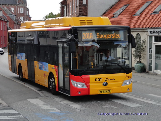 My 2nd photo of Denmark´s 1st fleet of 20 March 2019 Yutong E12LF working their Roskilde Movia route network having not stopped here for photos since 2018 with 7402 on 201A here