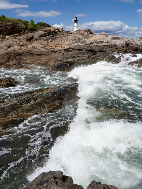 Crashing Wave and Lighthouse, Cape Elizabeth, Maine  (60062)