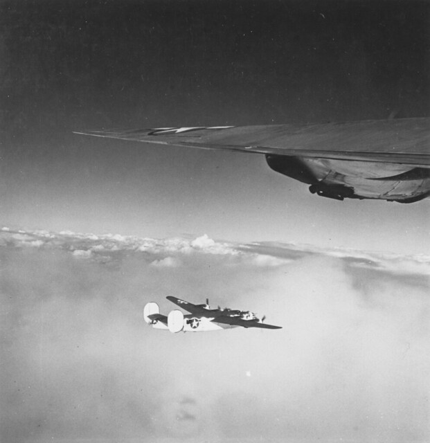 Consolidated PB4Y-1 Liberator seen from another PB4Y, while on Patrol over the Bay of Biscay, hunting for u-boats, December 1943.