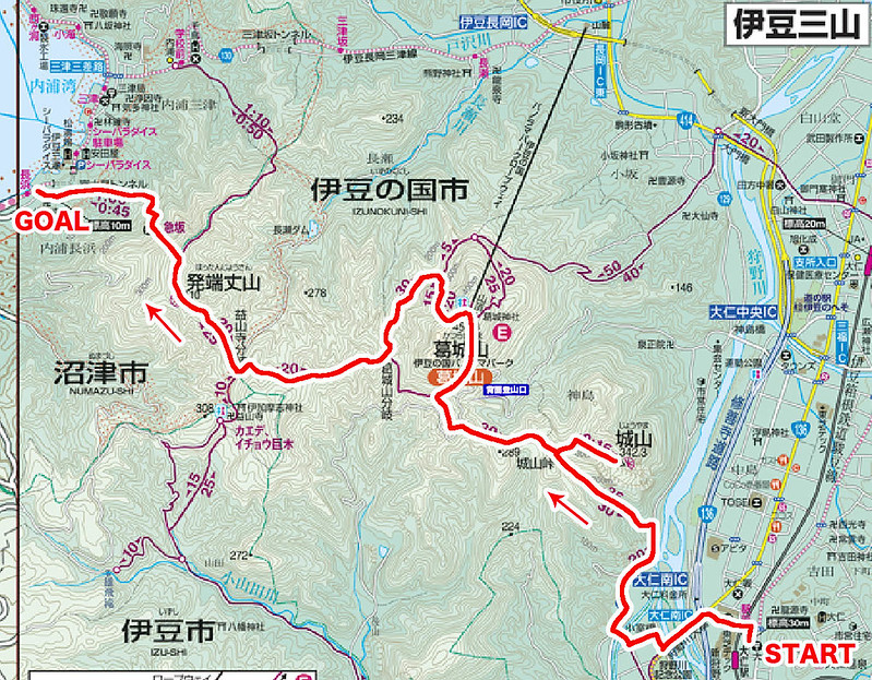 伊豆三山の地図
