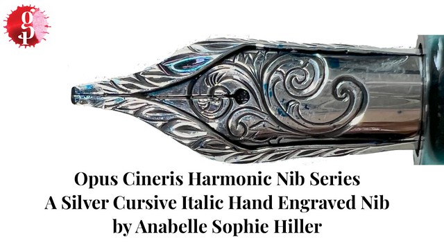 Opus Cineris Harmonic Nib Series A Silver Cursive Italic Hand Engraved Nib by Anabelle Sophie Hiller