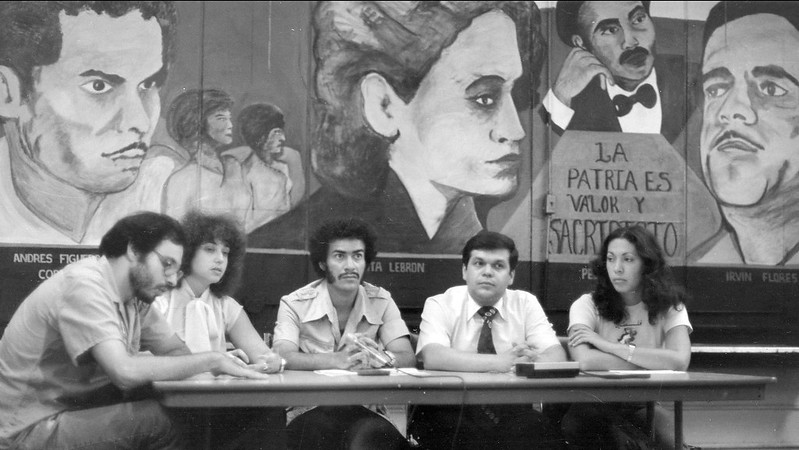 1979 Sept MDeutsch Mara Siegal, Jaime, JEL, Myrna Salgado Library 1671 Press Conference1979