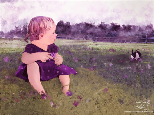 Painted image of a baby by Traci Stewart. 
