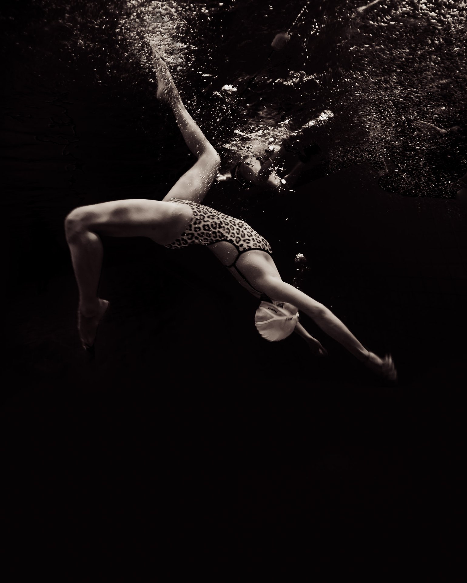 Rosalind Hobley :: Swimmer portrait. From Swimmers series, 2019-2020. Cyanotype toned with tea and coffee. | Rosalind Hobley Facebook page