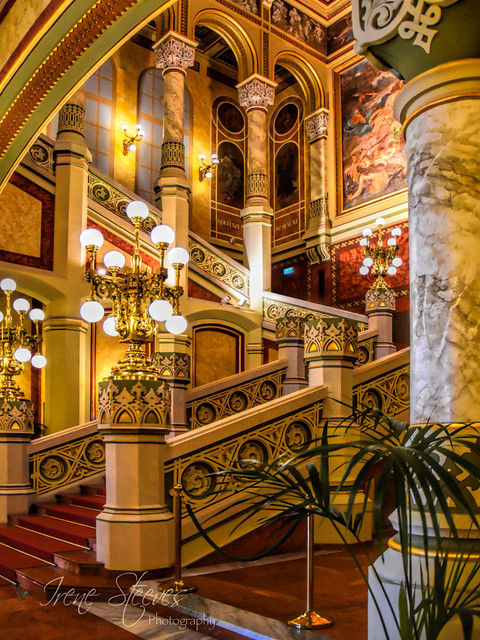 Ornate Staircase in Vigado Concert Hall, Budapest, Hungary, Explored
