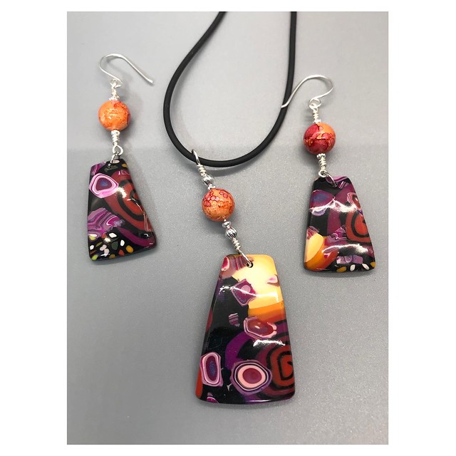 Sarah Harriz polymer necklace and matching earrings
