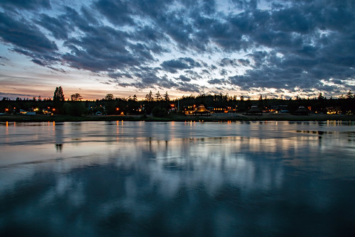blue nikon d750 laconner water reflection evening clouds washintonstate usa