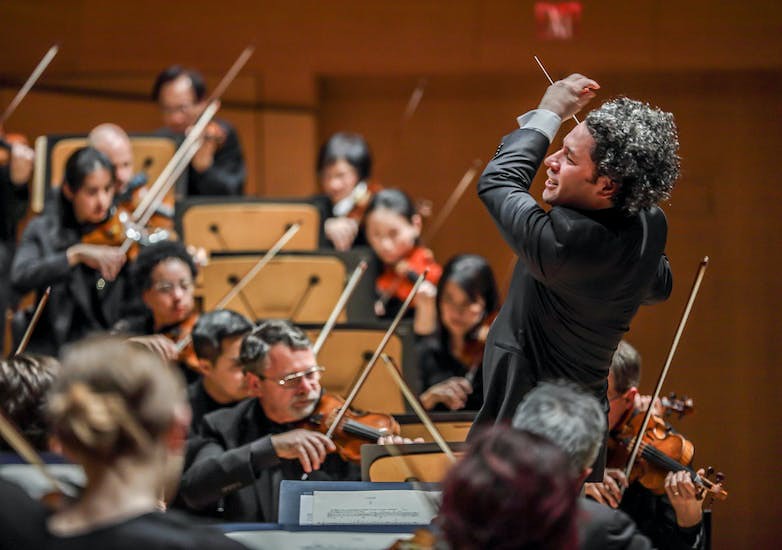 Gustavo Dudamel conducts an orchestra