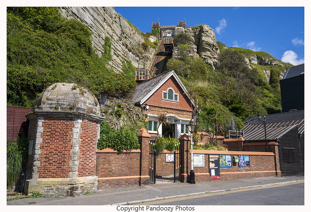 The finicular at The West Hill Cliff Railway, Hastings, East Sussex, England, Uk