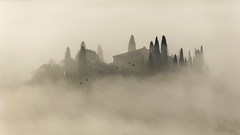 Podere Belvedere in the Autumn Mist, San Quirico d'Orcia, Tuscany, Italy