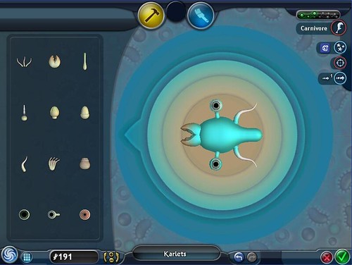 Una imagen de una partida de Spore, donde puedes crear tu propio personaje unicelular y hacerle evolucionar poco a poco mientras el juego te explica de manera educativa todas las funciones y capacidades de tu especie. (Fuente: G2A)