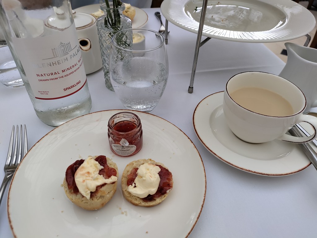 Scones with jam and clotted cream at the Orangery, Blenheim Palace