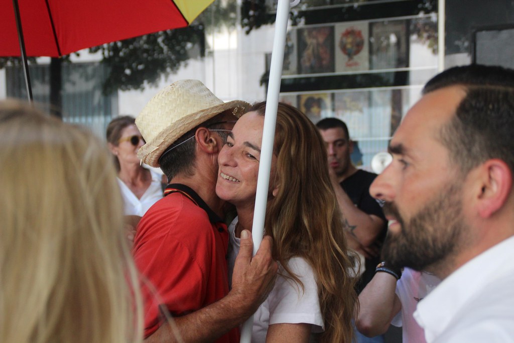 FOTOGRAFÍA. GERONA (ESPAÑA), 29.06.2019. Vista de la Resistencia española en Cataluña hoy ante los juzgados de Gerona con los 7 rehenes españoles. Ñ pueblo (81)