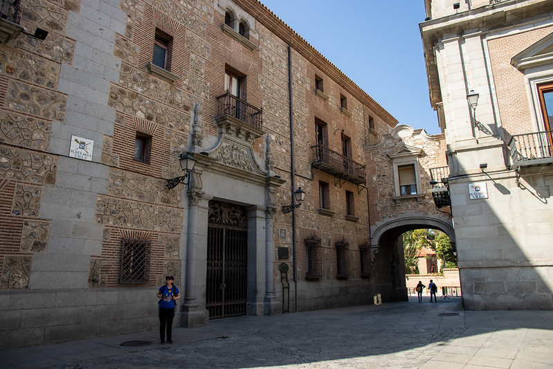 Kate is standing in front of the oldest building in Madrid - early 1500s.