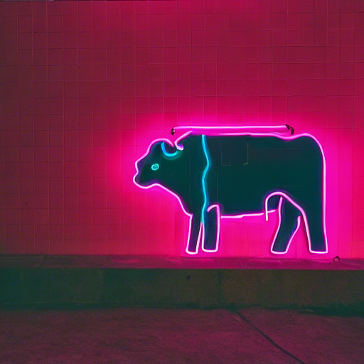 artificial cow, neon, sigma 35mm