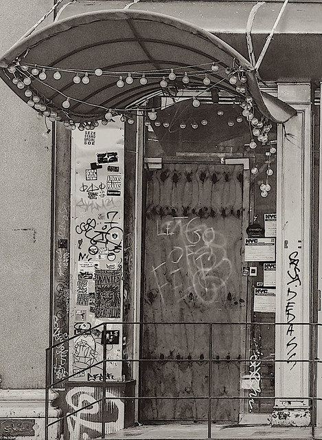 Vintage building entrance in west village Manhattan