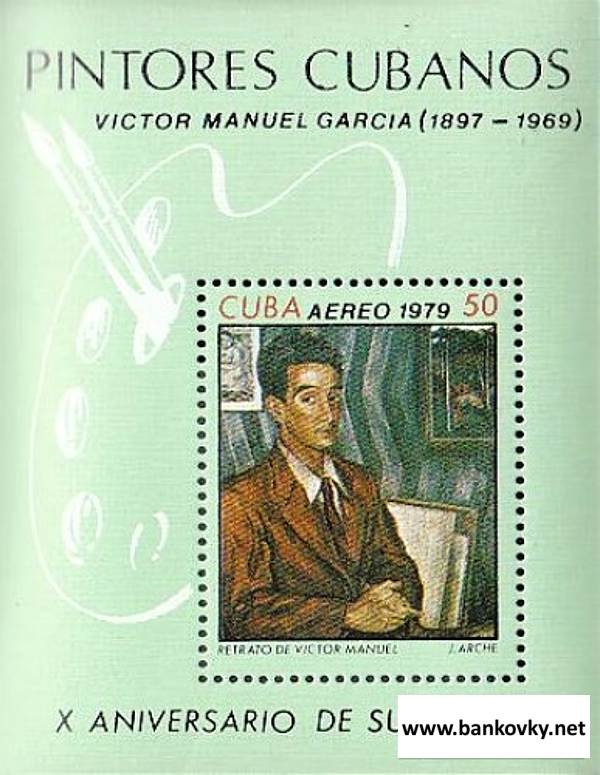 Známkový hárček Kuba 1979 V. Manuel, razítkovaný