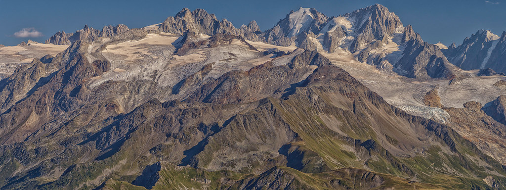 Glacier de Trient and Aiguille de Argentiere at summertime