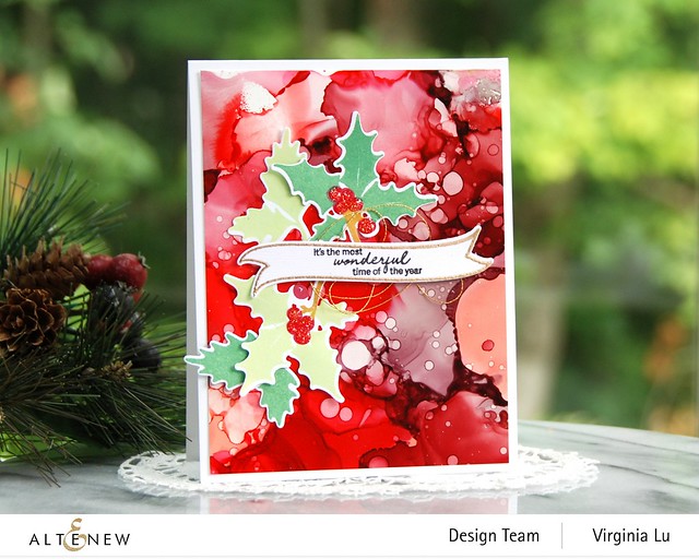 Altenew-0906-2022-Poinsettia & Berries Stamp & Die Bundle-Alcohol Ink Refills-Mistletoe Wreathe Stamp & Die Bundle