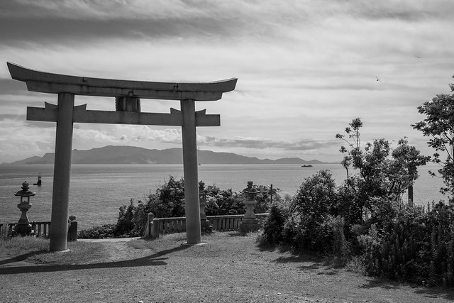 Shrine in front of Seto Inland Sea